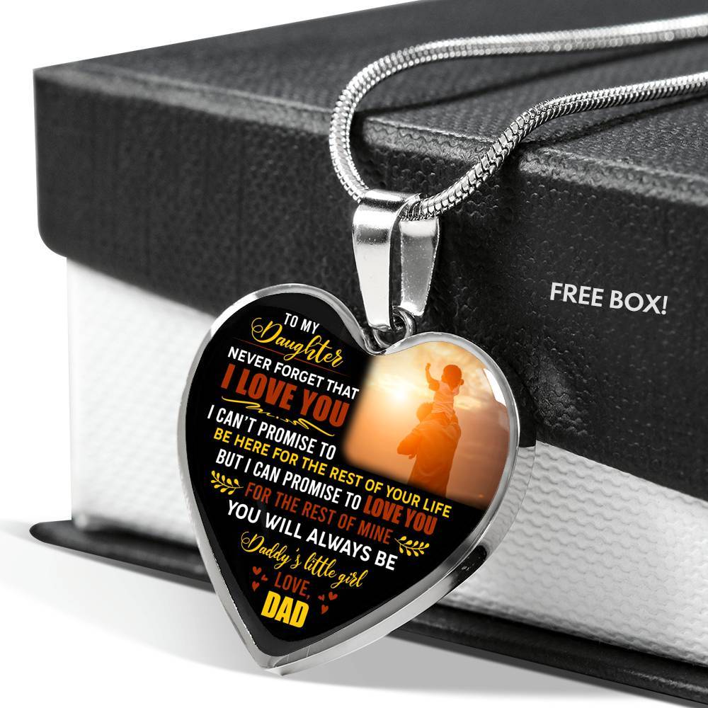 Dad to My Daughter Never Forget That I Love You I Can't Promise to Be Here Heart Pendant Necklace - Heart Luxury Necklace (Silver) Dad to My Daughter Never Forget That I Love You I Can't Promise to Be Here Heart Pendant Necklace - Heart Luxury Necklace (Silver)