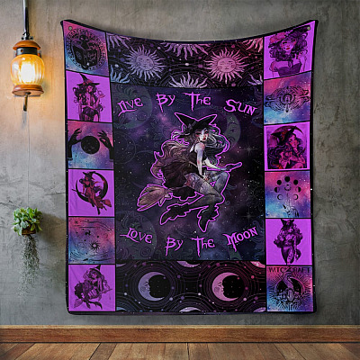 Alternative view of Witch Live by the Sun and Love by the Moon Halloween Fleece - Premium Sherpa Blanket - Woven Blanket