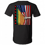 Vietnam Veteran American Flag Print On Back T-Shirt - Vietnam Veteran Shirt, Black, V-Neck T-Shirt