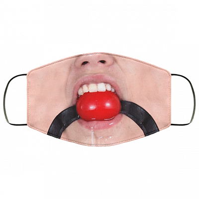 Ball Gag Drooling Slobber Funny Washable Reusable Custom - Printed Cloth Face Mask Cover, White, Cloth Face Cover