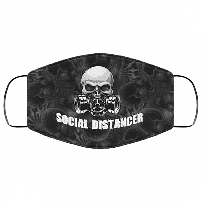 Social Distancer Quarantine 2020 Washable Reusable Custom- Printed Cloth Face Mask Cover, White, Cloth Face Cover