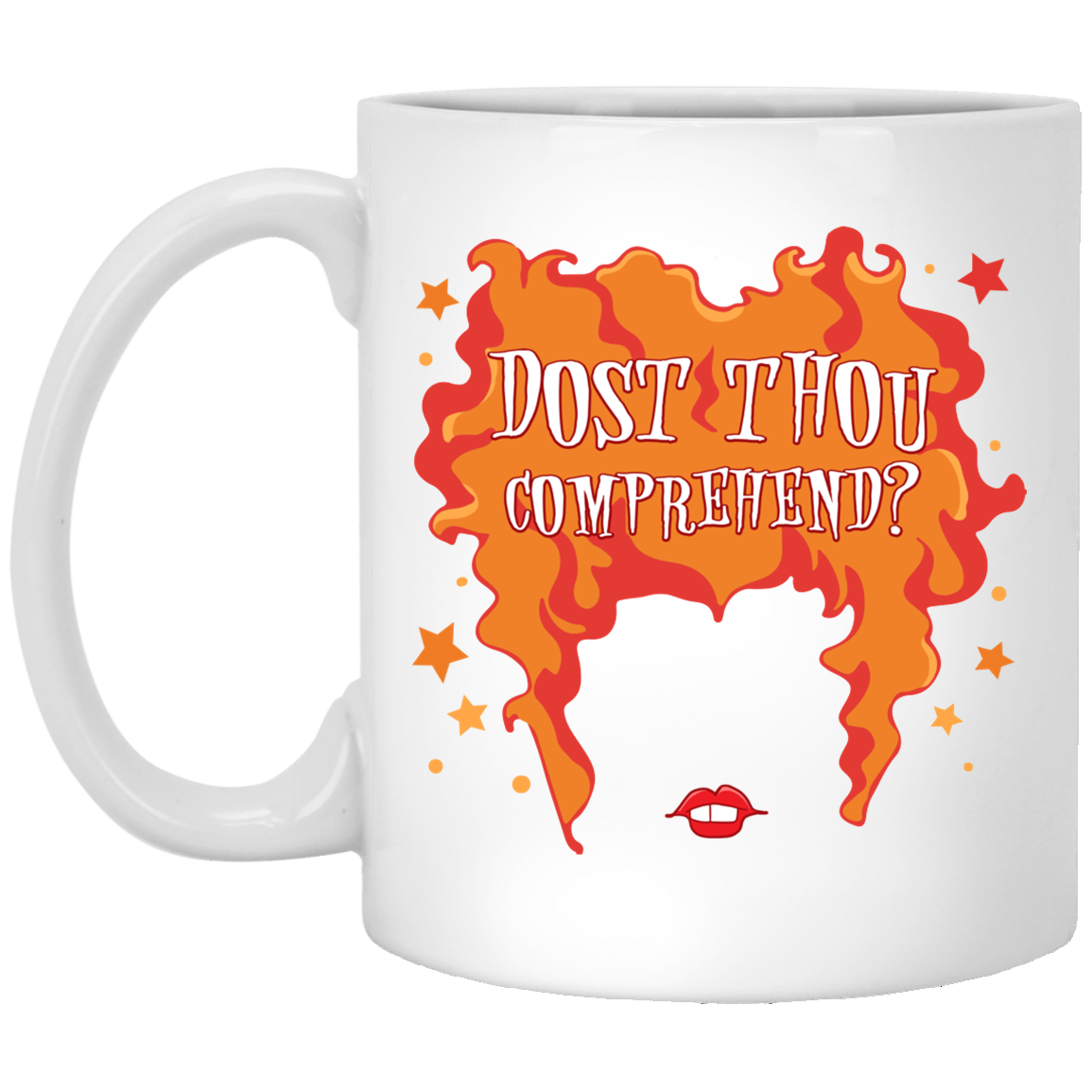 Dost Thou Comprehend Winifred Hocus Pocus Ceramic Coffee Mug - Beer Stein - Water Bottle - Color Changing Mug, White, 11 oz. White Mug Dost Thou Comprehend Winifred Hocus Pocus Ceramic Coffee Mug - Beer Stein - Water Bottle - Color Changing Mug, White, 11 oz. White Mug