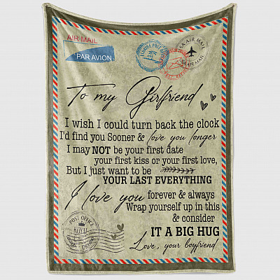 Alternative view of To My Girlfriend I Wish I Could Turn Back The Clock Letter Fleece Blanket - Premium Sherpa Blanket - Woven Blanket