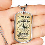 To My Son Wherever Your Journey in Life May Take You Dog Tag Pendant Necklace - Dog Tag (Silver)