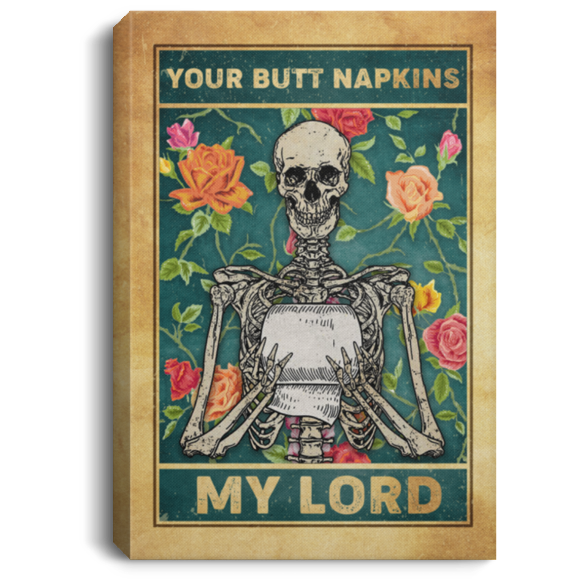 Your Butt Napkins Framed Canvas - Unframed Poster - Funny Bathroom Decor, White, 0.75'' Framed Canvas