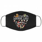 Crazy Horror Lady Funny Halloween Horror Characters Washable Reusable Custom - Printed Cloth Face Mask Cover, White, Cloth Face Cover