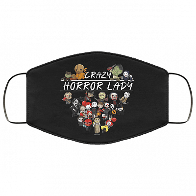 Crazy Horror Lady Funny Halloween Horror Characters Washable Reusable Custom - Printed Cloth Face Mask Cover, White, Cloth Face Cover