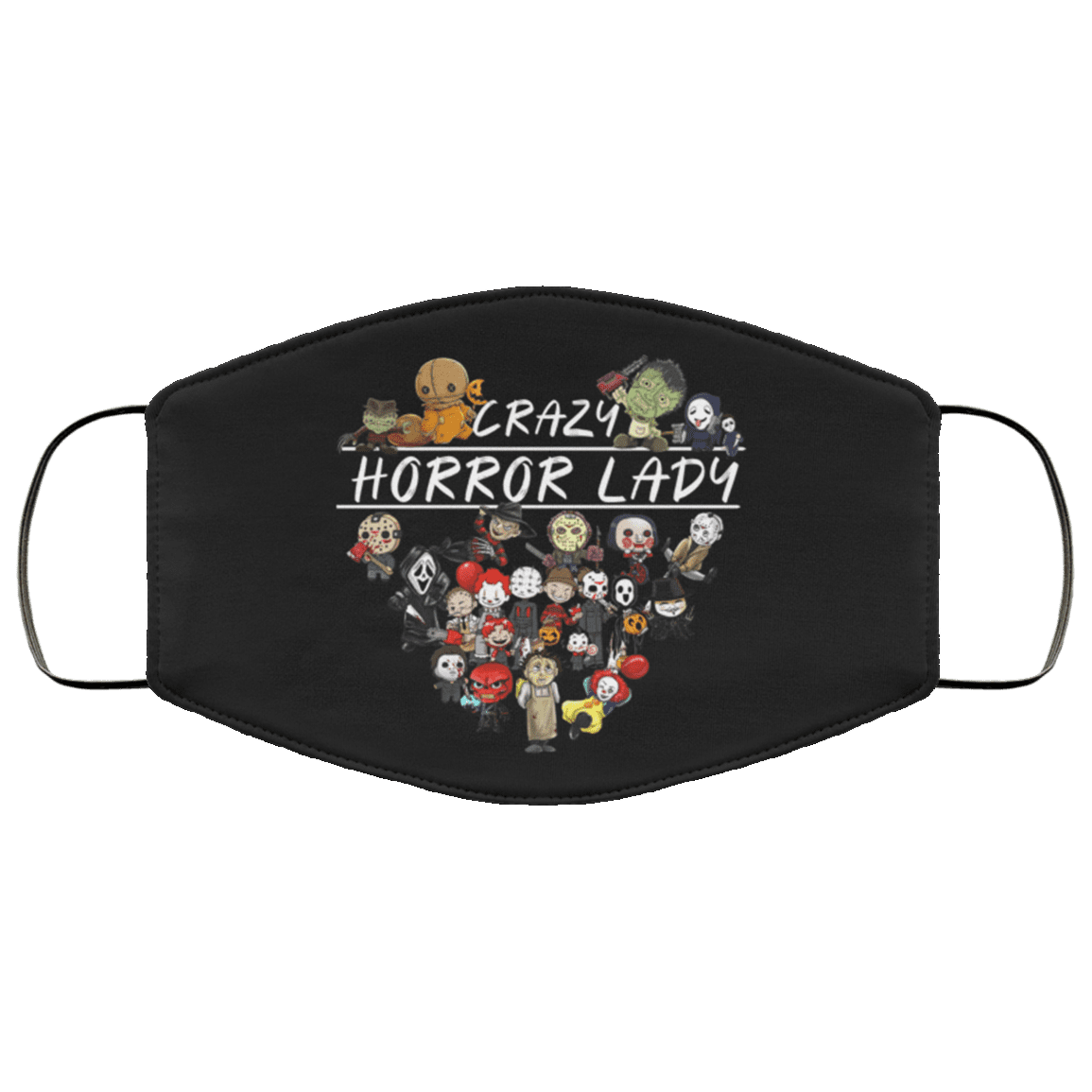 Crazy Horror Lady Funny Halloween Horror Characters Washable Reusable Custom - Printed Cloth Face Mask Cover, White, Cloth Face Cover