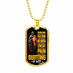 Crawling Is Acceptable Falling Is Acceptable Blood Is Acceptable Sweat Is Acceptable Pain Is Acceptable US Army Veteran Dog Tag Pendant Necklace - Dog Tag (Gold Plated)