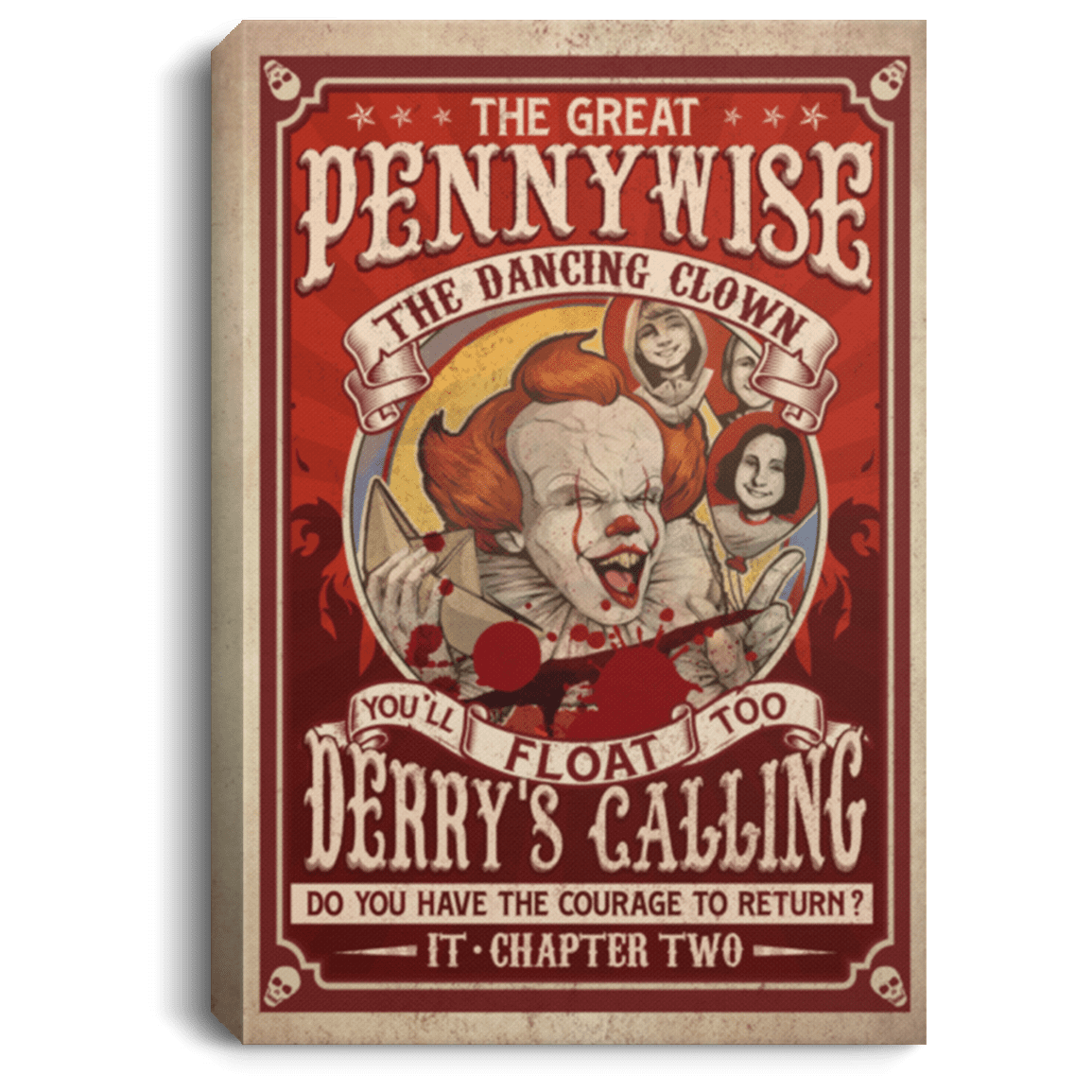 The Great Penny Wise Framed Canvas - Framed Poster - Halloween Decor Wall Art, White, 0.75'' Framed Canvas