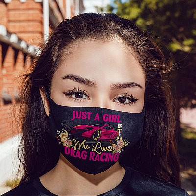 Alternative view of Just a Girl Who Loves Drag Racing Washable Reusable Custom - Printed Cloth Face Mask Cover