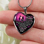 Mom to My Daughter if I Had to Choose Between Loving You and Breathing Heart Pendant Necklace - Heart Luxury Necklace (Silver)