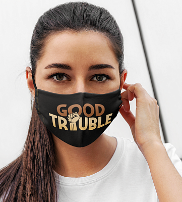 Alternative view of Good Trouble John Lewis Quote BLM Washable Reusable Custom - Printed Cloth Face Mask Cover