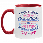 I Don't Spoil My Grandkids I'm Just Very Accommodating Accent Mug, White/Red, 11 oz. Accent Mug