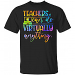 Teachers Can Do Virtually T- Shirt - Funny Quarantined Teacher Shirt, Black, Unisex T-Shirt
