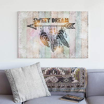 Alternative view of Sweet Dreams Boho Gallery Wrapped Framed Canvas Prints - Unframed Poster - Feather Wall Art - Arrow Wall Art