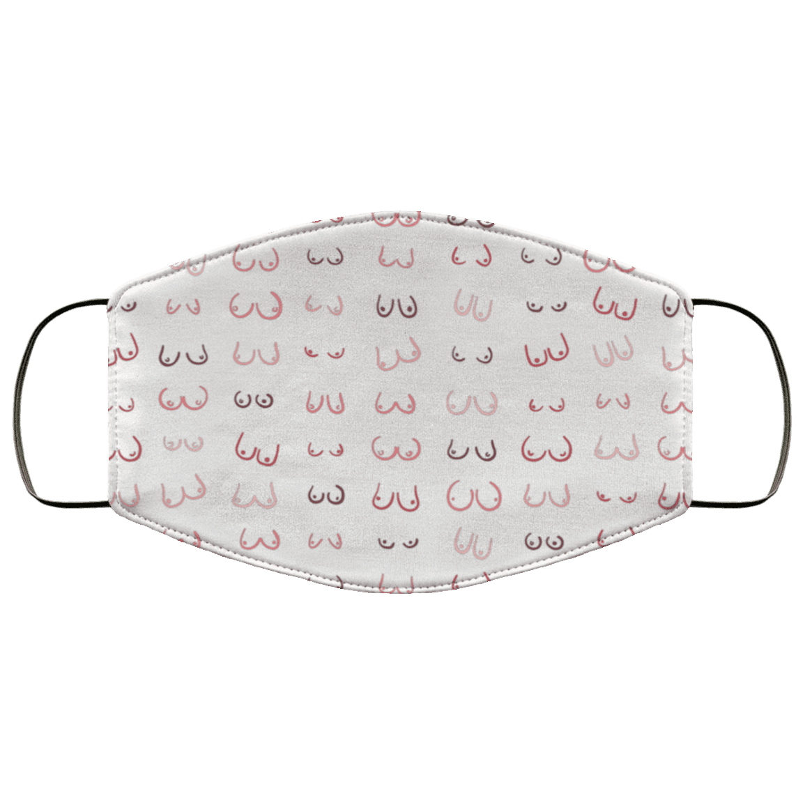 Funny Doodle Boobs Washable Reusable Custom - Printed Cloth Face Mask Cover, White, Cloth Face Cover