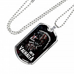 Until Valhalla Viking Dog Tag Pendant Necklace - Skull American Flag Pendant Necklace - Norse Viking Necklace - Dog Tag (Silver)