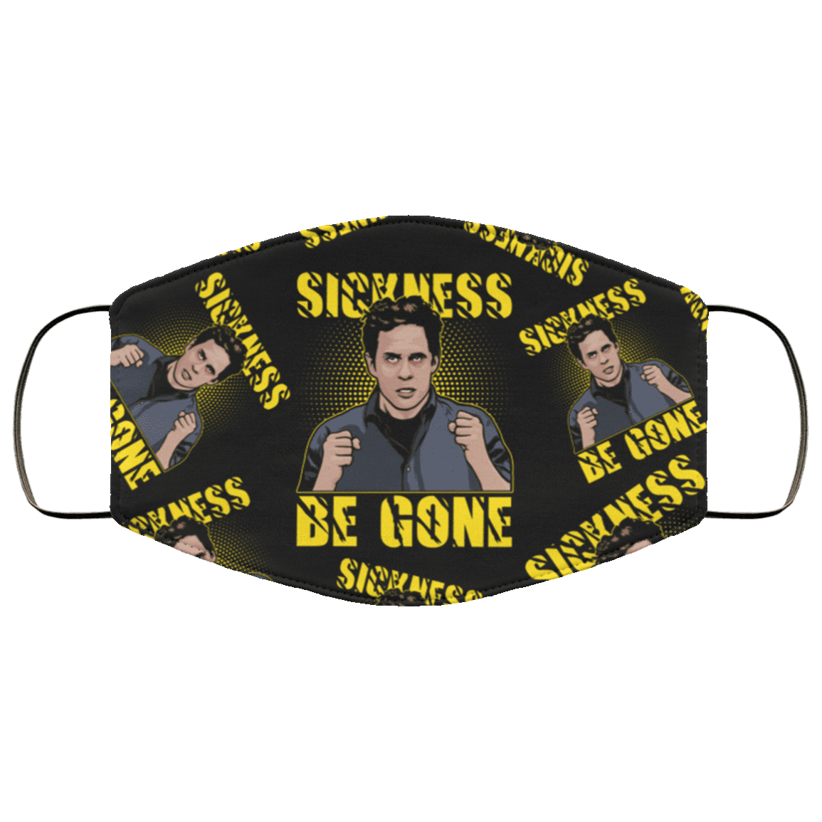 Sickness Be Gone The Five-Star Man Washable Reusable Custom Printed Cloth Face Mask Cover, Black, Cloth Face Cover