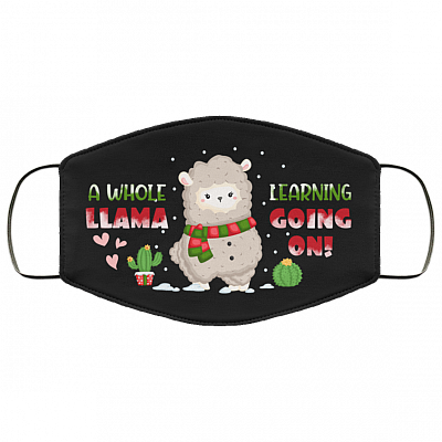A Whole Llama Learning Going On Washable Reusable Custom-Printed Cloth Face Mask Cover, White, Cloth Face Cover