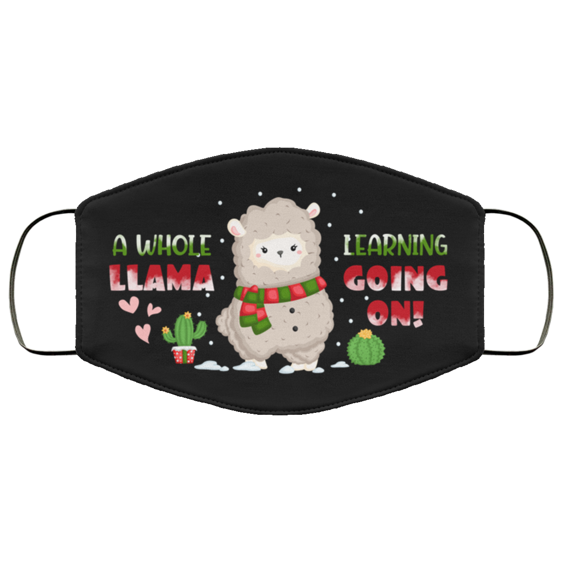 A Whole Llama Learning Going On Washable Reusable Custom-Printed Cloth Face Mask Cover, White, Cloth Face Cover