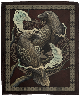 Twin Crows Viking Runes Pattern Fleece Blanket - Premium Sherpa Blanket - Woven Blanket, White, Cozy Plush Fleece Blanket - 50x60