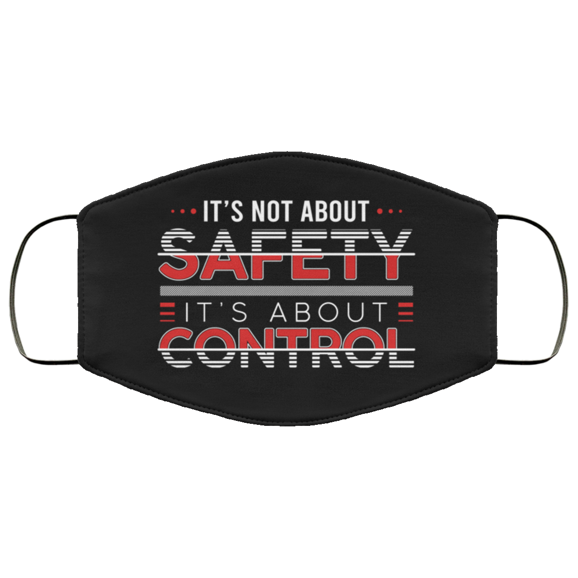 It's Not About Safety It's About Control Washable Reusable Printed Cloth Face Mask Cover, White, Cloth Face Cover