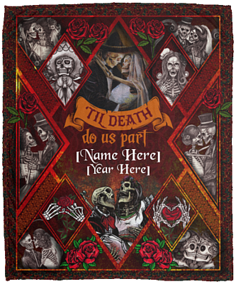 Personalized Til Death Do Us Part Skull Couple Fleece Blanket – Premium Sherpa Blanket, White, Cozy Plush Fleece Blanket - 50x60