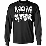 Momster Halloween Mom Hoodie - Sweatshirt - Ladies Halloween Long Sleeve Shirt, Black, Long Sleeve