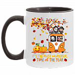 It's The Most Wonderful Time Horror Movies Characters Accent Mug, White/Black, 11 oz. Accent Mug