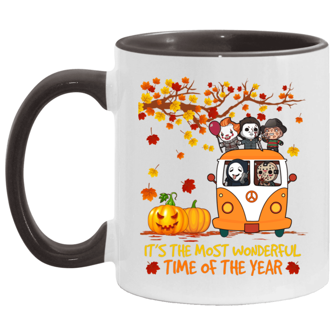 It's The Most Wonderful Time Horror Movies Characters Accent Mug, White/Black, 11 oz. Accent Mug