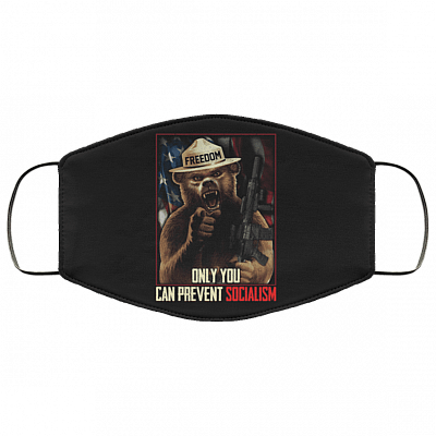 Only You Can Prevent Socialism Washable Reusable Custom Printed Cloth Face Mask Cover - MAGA Anti-socialist Face Mask, Black, Cloth Face Cover