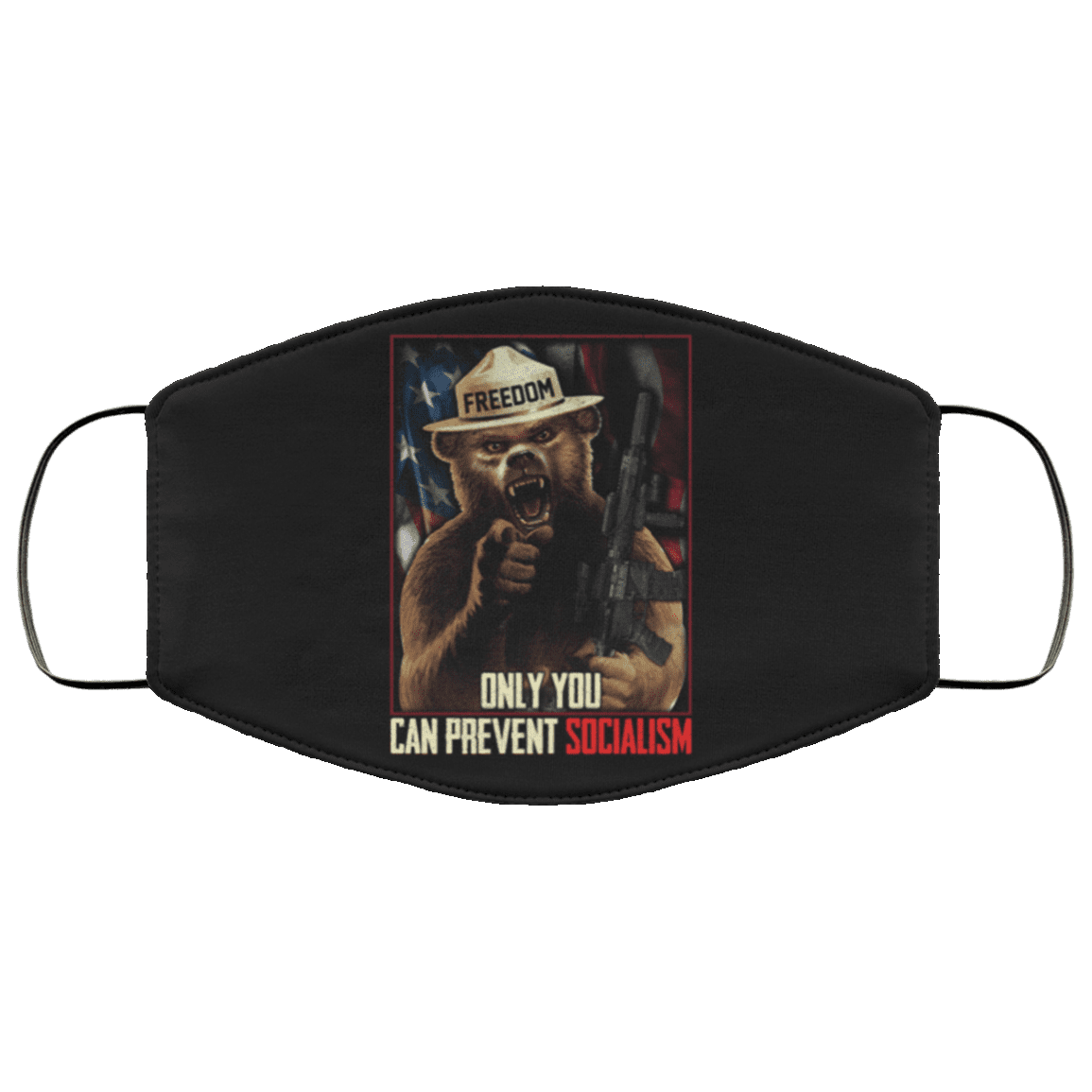 Only You Can Prevent Socialism Washable Reusable Custom Printed Cloth Face Mask Cover - MAGA Anti-socialist Face Mask, Black, Cloth Face Cover