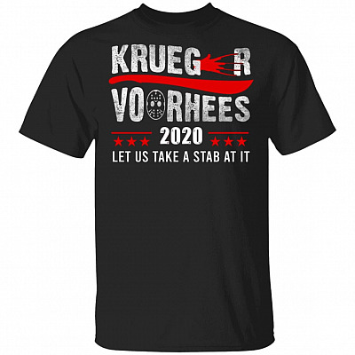 Krueger Vorhees Let Us Take a Stab at It - Funny Halloween T-Shirt, Black, Unisex T-Shirt