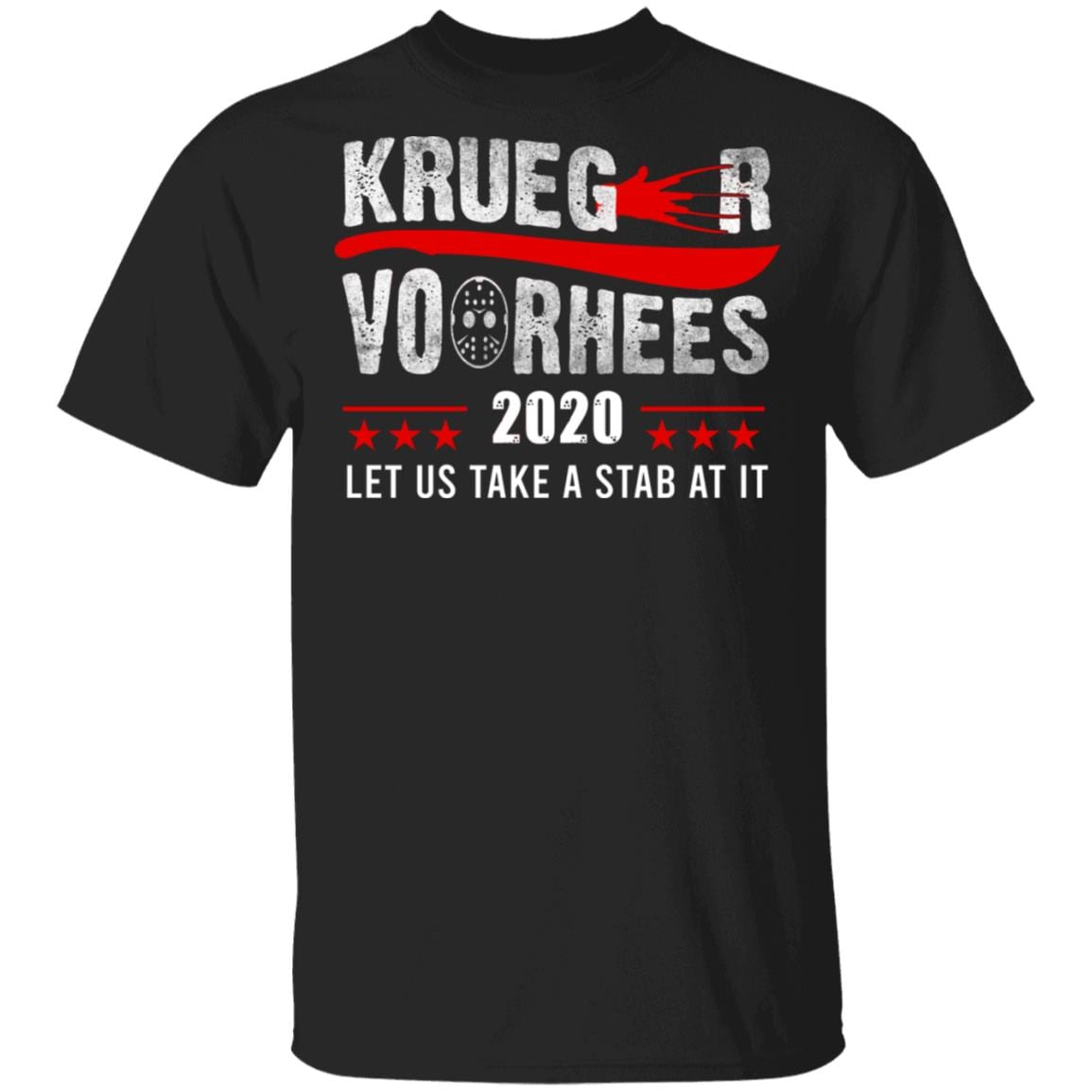 Krueger Vorhees Let Us Take a Stab at It - Funny Halloween T-Shirt, Black, Unisex T-Shirt