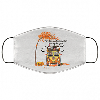 The Most Wonderful Time Of The Year Halloween Washable Reusable Custom Printed Cloth Face Mask Cover - Horror Movie Face Mask, White, Cloth Face Cover