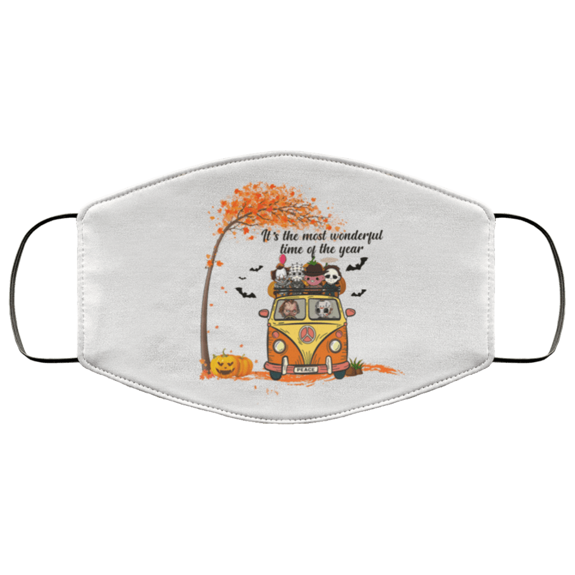 The Most Wonderful Time Of The Year Halloween Washable Reusable Custom Printed Cloth Face Mask Cover - Horror Movie Face Mask, White, Cloth Face Cover
