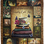 And She Lived Happily Ever After Fleece Blanket - Premium Mink Sherpa Blanket - Girl Who Loves Books Gift, White, Cozy Plush Fleece Blanket - 50x60