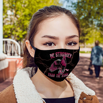 Alternative view of Be Stronger Than The Storm Face Mask - Breast Cancer Awareness Washable Reusable Custom Printed Cloth Face Mask Cover