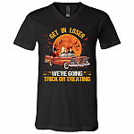 Get In Loser Hocus We're Going Trick Or Treating Three Witches T-shirt - V-neck - Halloween Sisters Shirt, Black, V-Neck T-Shirt