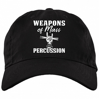 Weapons Of Mass Percussion Funny Drummer Twill Cap - Drum Lover - High-Profile Snapback Hat, Black, Brushed Twill Dad Cap