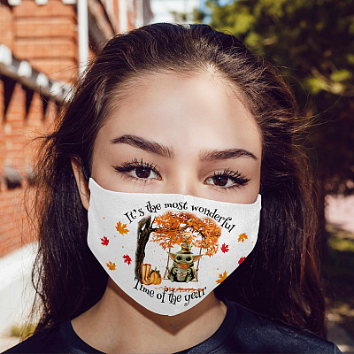 Alternative view of It's The Most Wonderful Time Of The Year Halloween Baby Yoda Washable Reusable Custom Printed Cloth Face Mask Cover