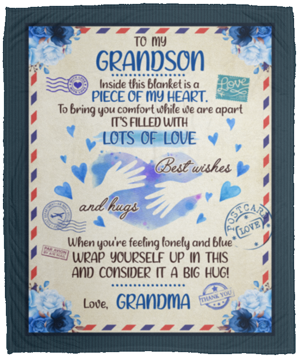 To My Grandson Inside This Blanket Is a Piece of My Heart Fleece Blanket - Premium Mink Sherpa Blanket, White, Cozy Plush Fleece Blanket - 50x60 To My Grandson Inside This Blanket Is a Piece of My Heart Fleece Blanket - Premium Mink Sherpa Blanket, White, Cozy Plush Fleece Blanket - 50x60