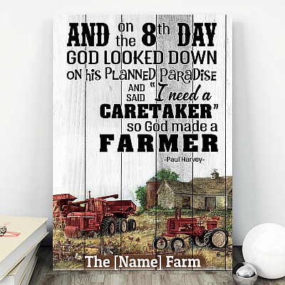 Alternative view of Personalized Wall Art - On The 8th Day God Made A Farmer Gallery Wrapped Framed Canvas Prints - Unframed Poster