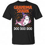 Grandma Shark Doo Doo Doo Halloween T-Shirt - Funny Halloween Shirt For Grandma, Black, Unisex T-Shirt