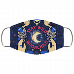 Stay Wild Moon Child Hippie Washable Reusable Custom - Printed Cloth Face Mask Cover, White, Cloth Face Cover