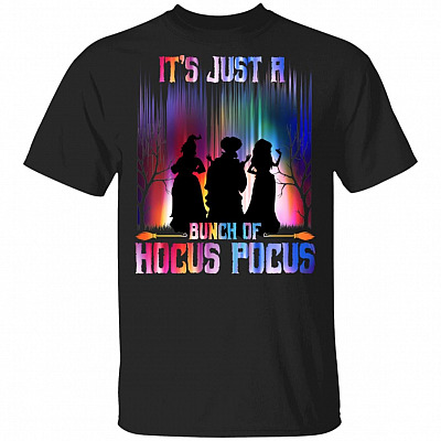 Three-Witches It's Just a Bunch of Hocus-Pocus Funny Halloween T-Shirt, Black, Unisex T-Shirt