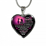 Mom to My Daughter if I Had to Choose Between Loving You and Breathing Heart Pendant Necklace - Heart Luxury Necklace (Silver)