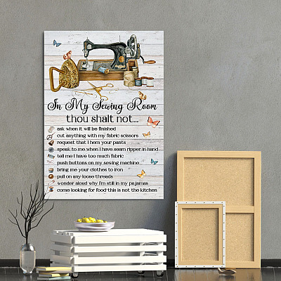 Alternative view of In My Sewing Room Thou Shalt Not Ask When It Will Be Finished Wrapped Framed Canvas Prints - Unframed Poster