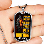 Crawling Is Acceptable Falling Is Acceptable Blood Is Acceptable Sweat Is Acceptable Pain Is Acceptable US Army Veteran Dog Tag Pendant Necklace - Dog Tag (Silver)